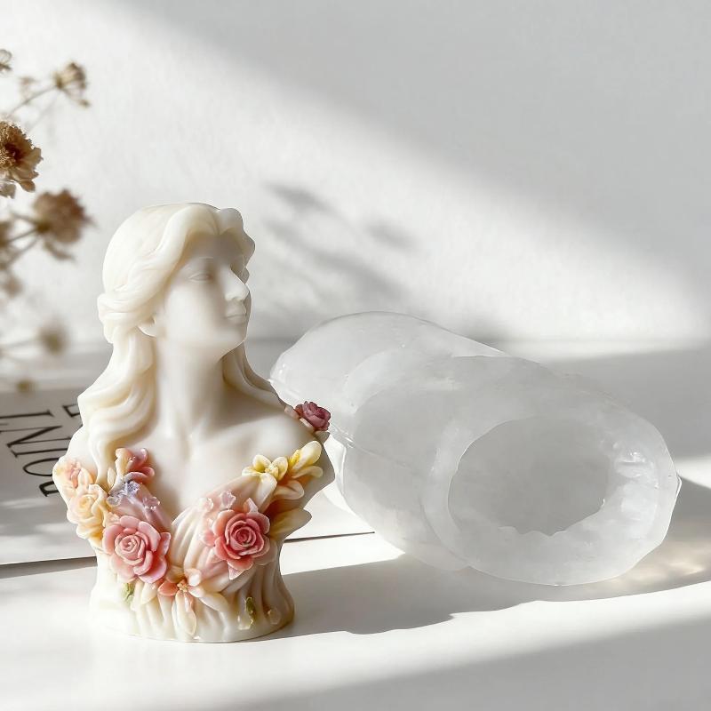 Candle Supplies For Sale - ホットセール DIY ガールポートレート アロマキャンドル シリコンモールド 手作り石膏樹脂オーナメントモールド
