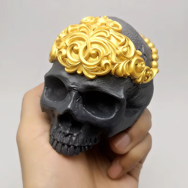 Candle. Queen - 高品質シリコン 3D クイーンスカルキャンドル/ベーキングツールやチョコレートケーキ用の樹脂型、食品型 - クラフトに最適