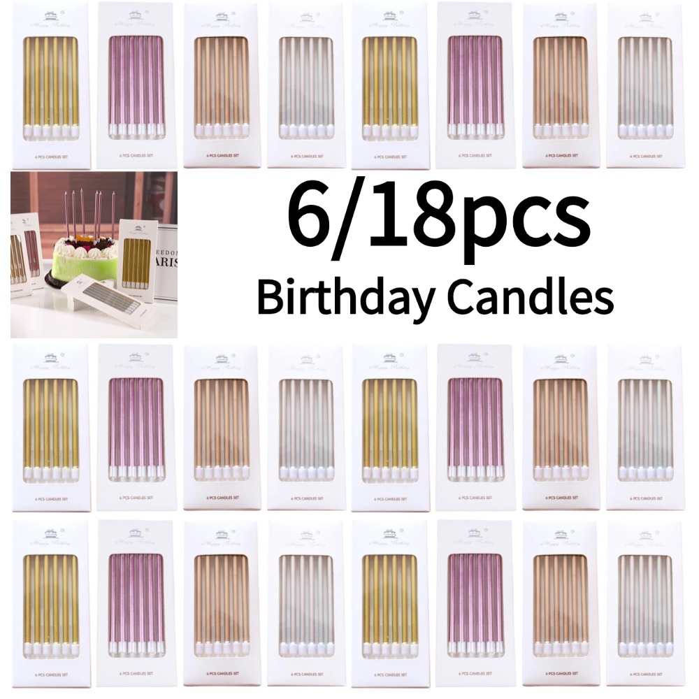 Candle Supplies In - 6/18個入り メタル ゴールド シルバー 誕生日キャンドル DIY