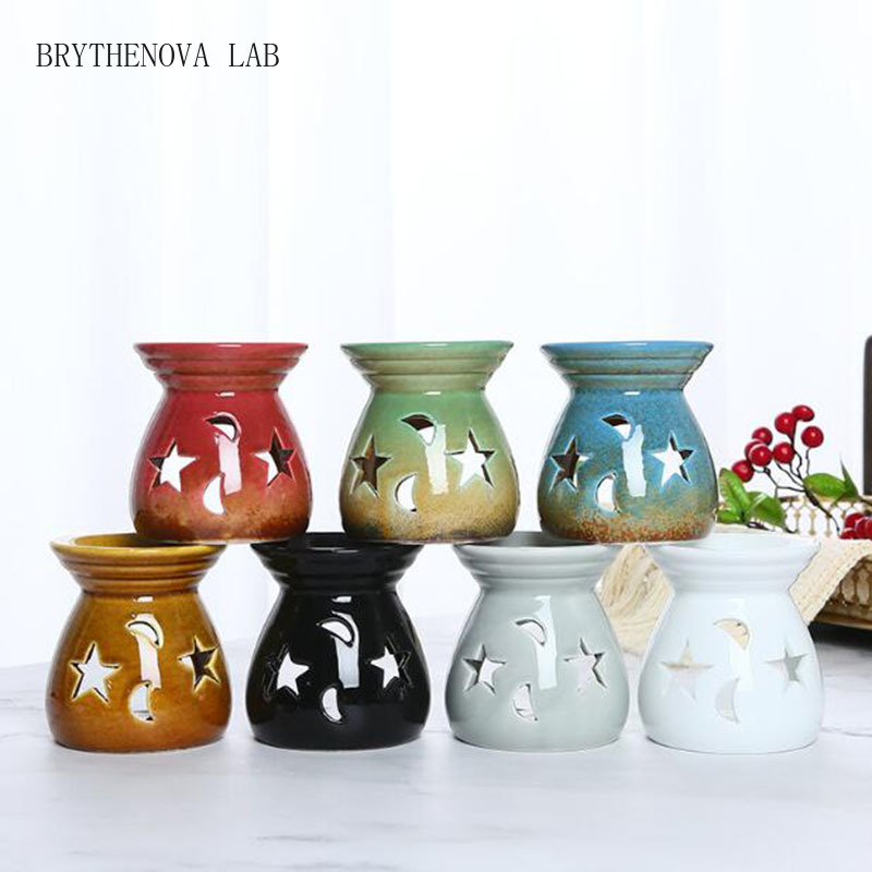 Candle Supplies Fragrance Oil - 窯変化磁器製中空星月アロマバーナーエッセンシャルオイルキャンドルホルダー室内用フレグランス製品