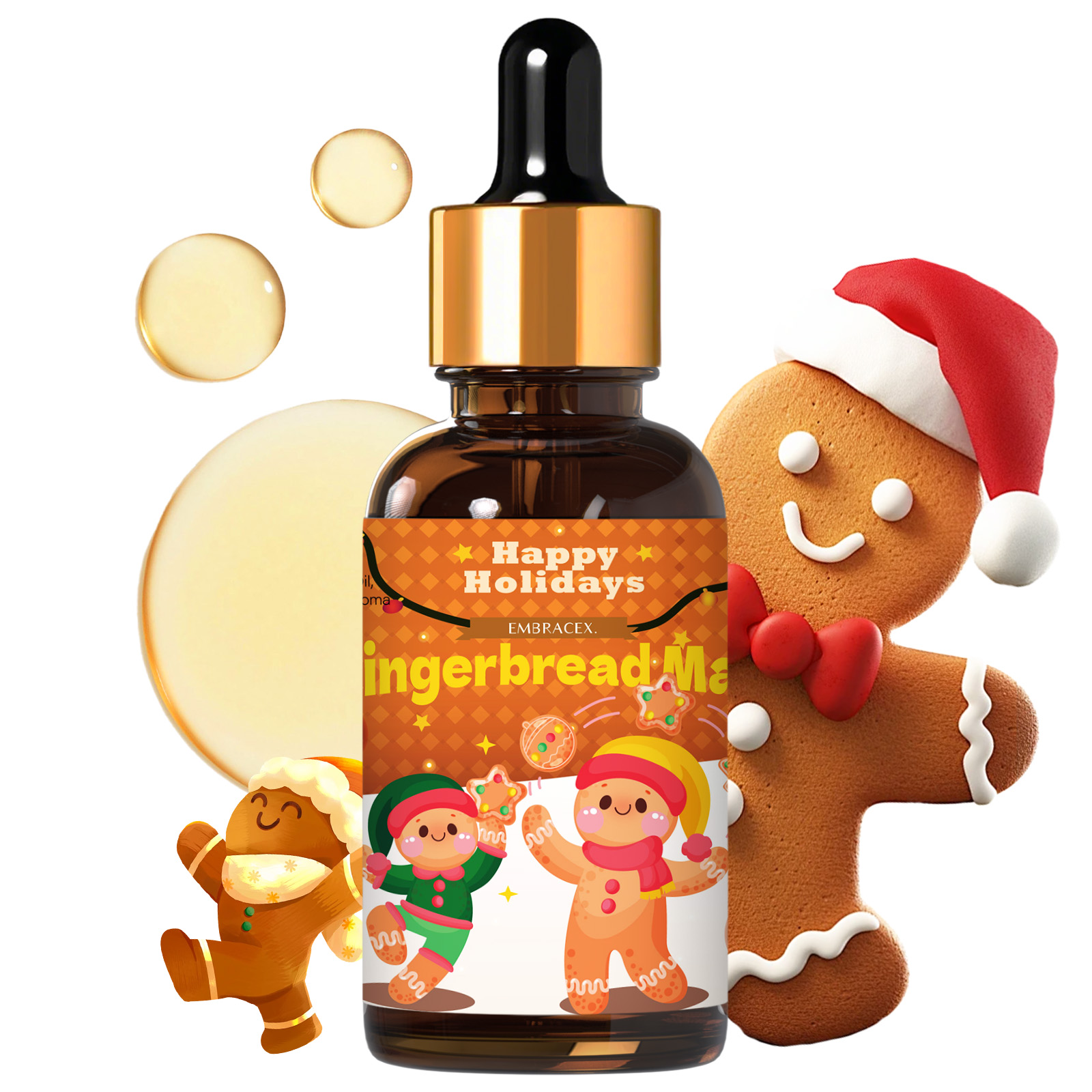 Candle Supplies Fragrance Oil - 30ml ジンジャーブレッドマン エッセンシャルオイル カー用品、キャンドル作り用フレッシュフレグランス、友人へのギフト、クリスマス温かい香り、アロマセラピー