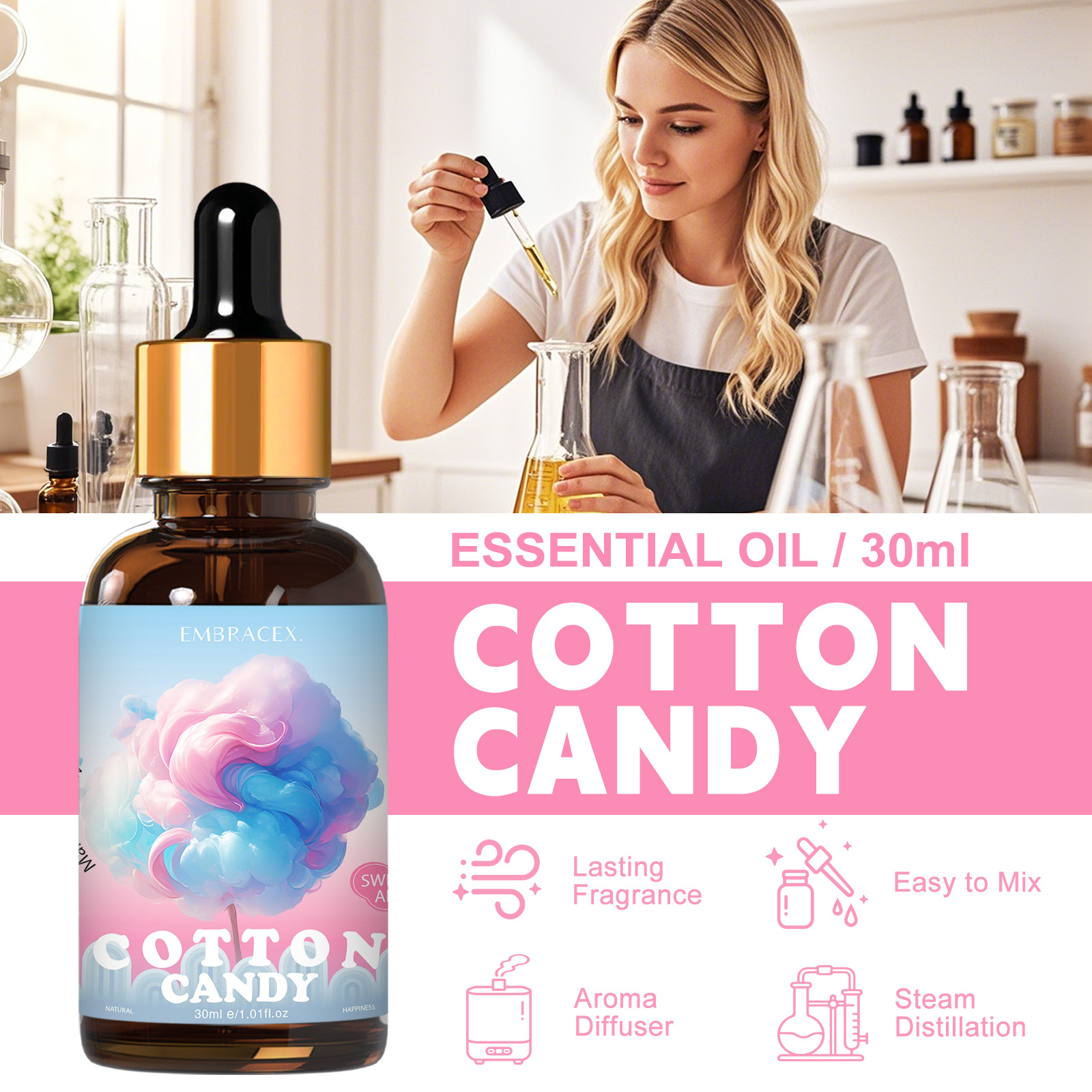 30ml コットンキャンディー エッセンシャルオイル 車用品 - Candle Supplies Fragrance Oil のレビューと価格