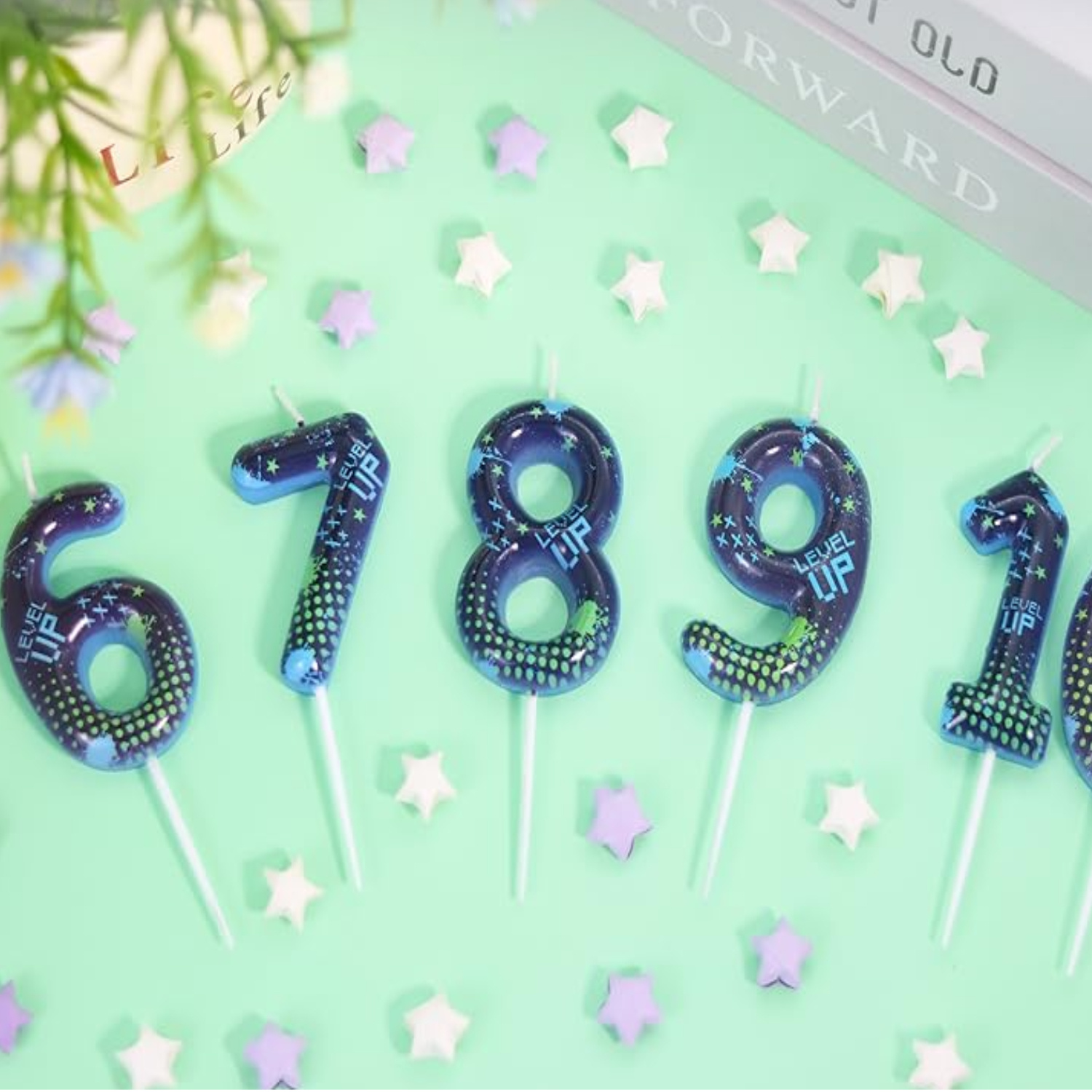 青いゲームボーイ 0-9 数字の誕生日キャンドル、ビデオゲー - Candle Supplies In のレビューと価格