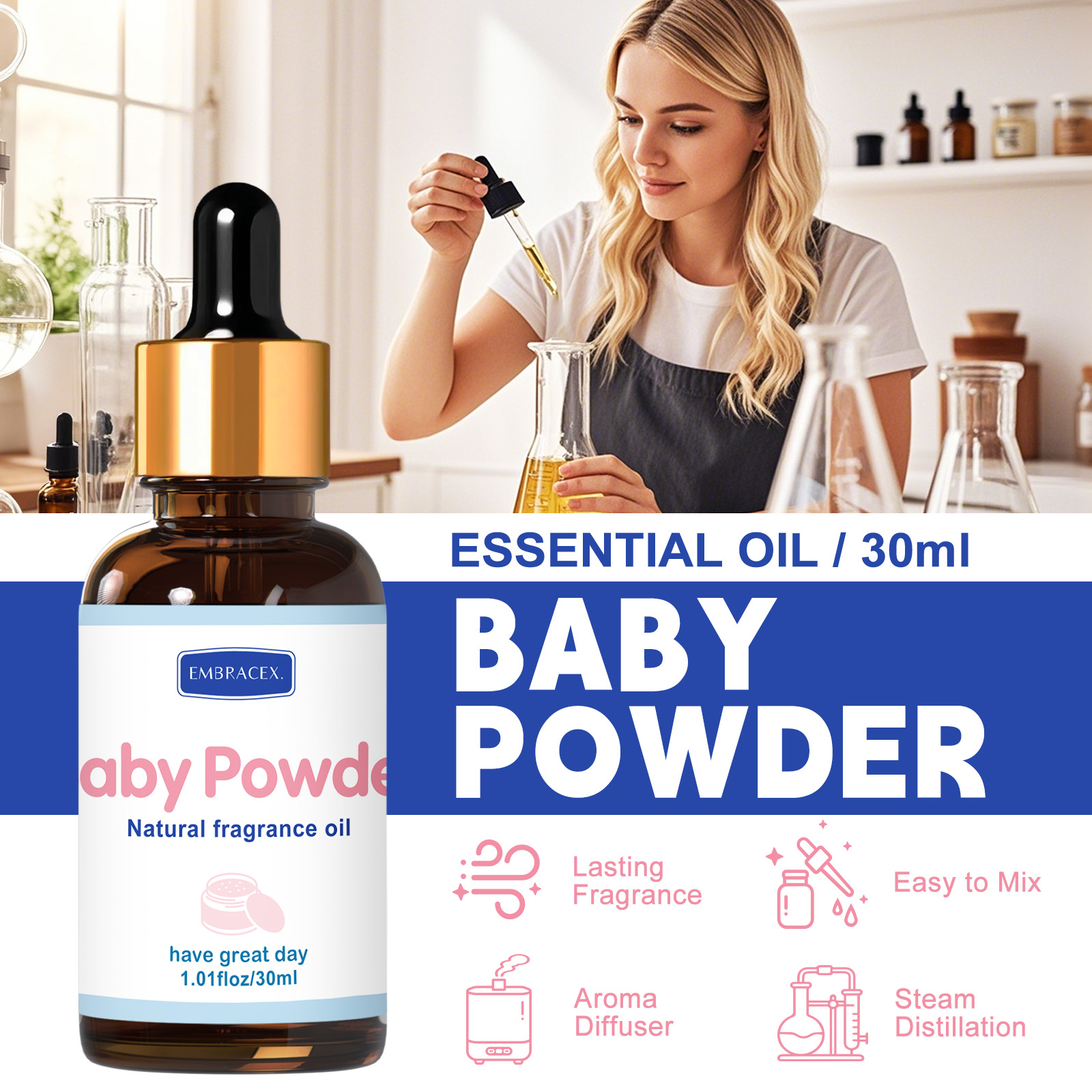 30ml ベビーパウダー エッセンシャルオイル ディフューザ - Candle Supplies Fragrance Oil のレビューと価格