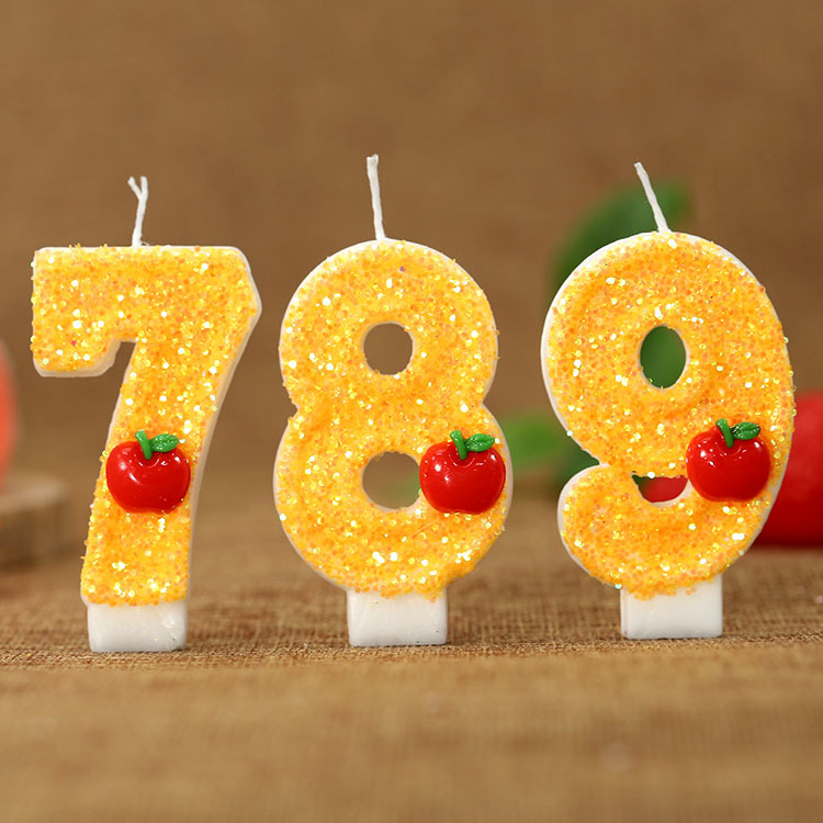 赤いリンゴの新鮮な黄色のデジタルバースデーキャンドル - パ - Candle Supplies In のレビューと価格