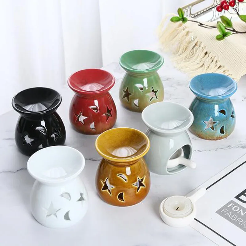 窯変化磁器製中空星月アロマバーナーエッセンシャルオイルキャン - Candle Supplies Fragrance Oil のレビューと価格